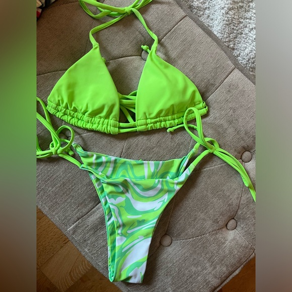 Bikini Set 3 Pieces Bathing Suit, green, size XS - Picture 2 of 4
